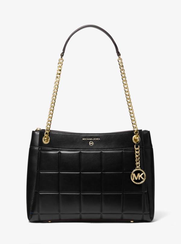 Damske Taška Cez Rameno Michael Kors Susan Medium Quilted Leather Čierne - Kabelky Michael Kors Levně | TYEIS-1280